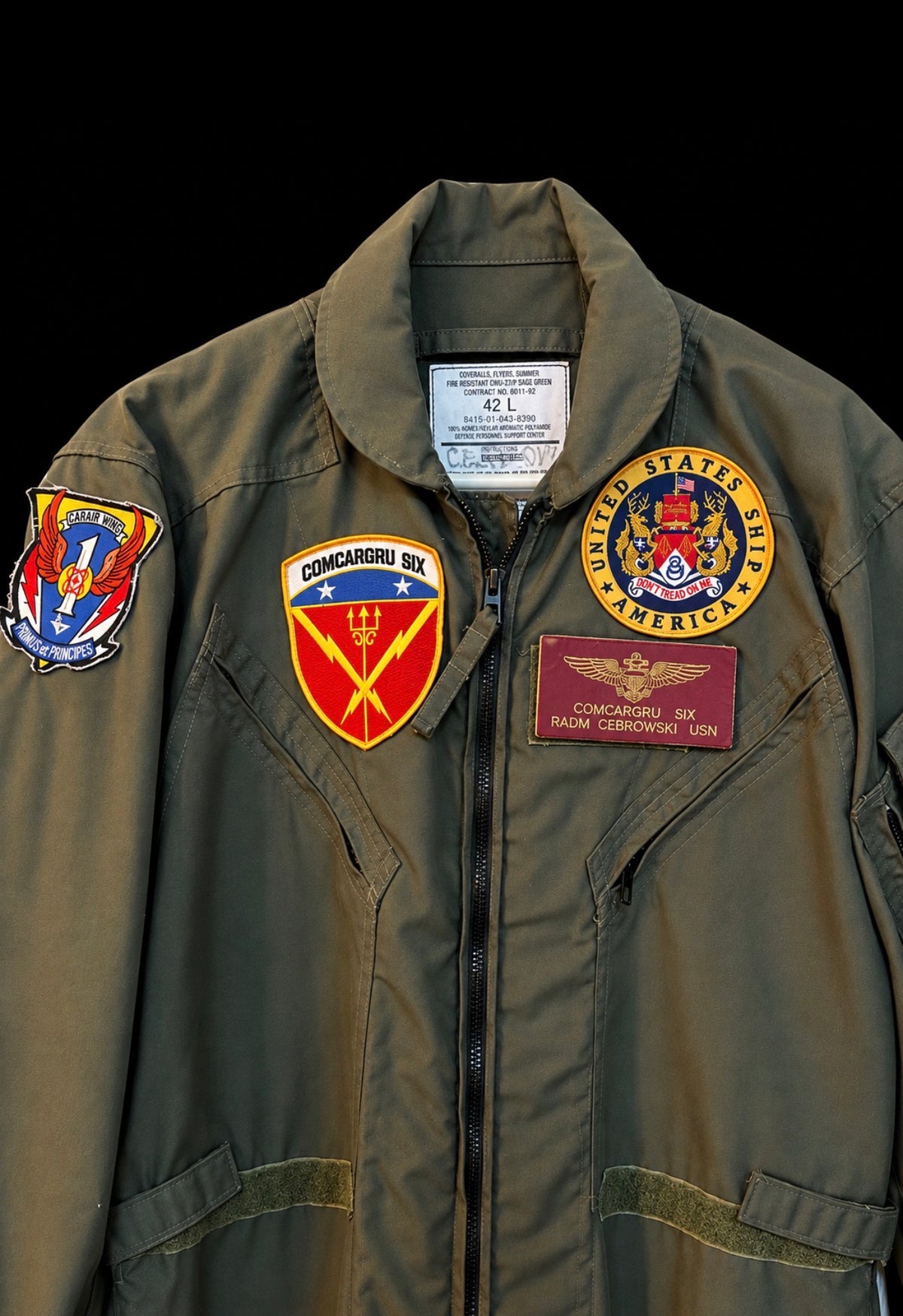 Vintage RADM Comcargru 6 Patched CWU-27/P Flight Suit